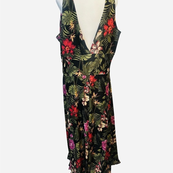 NWOT Tropical Halter Maxi Dress Floral Vacay Resort Sexy Feminine 1X Boho Chic - Picture 2 of 4